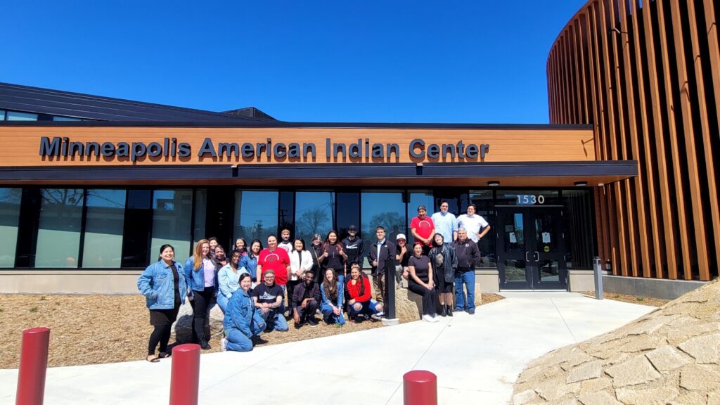 Minneapolis American Indian Center staff outside the newly renovated center.